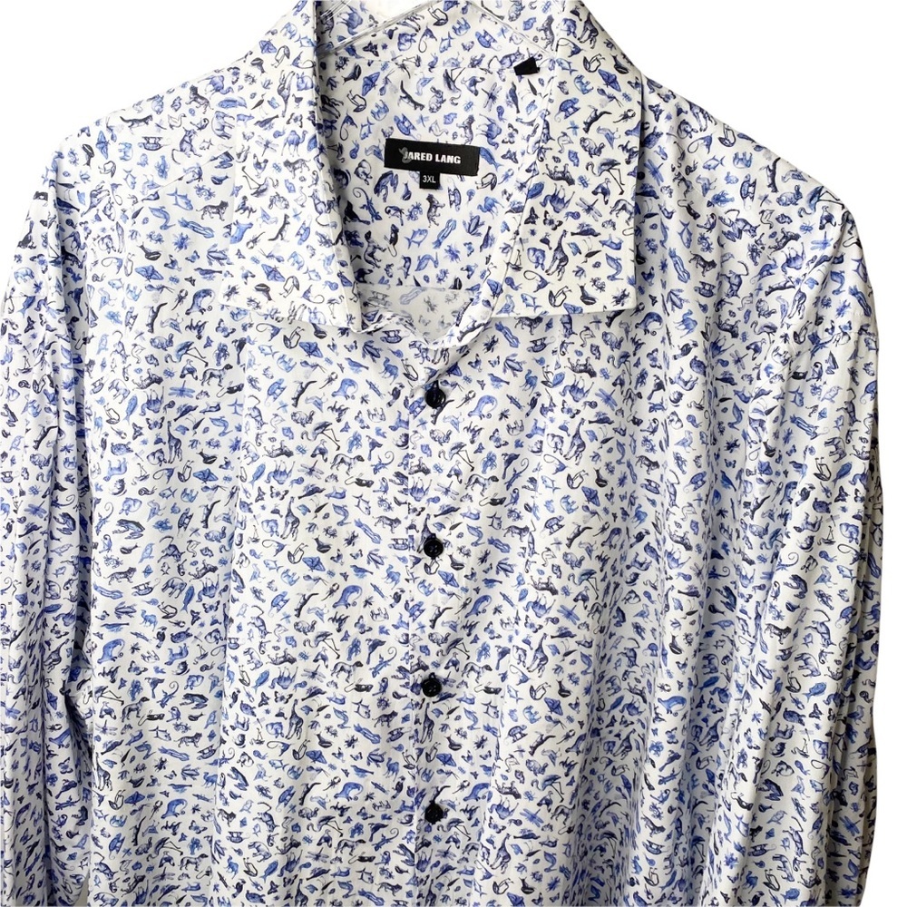 Jared Lang Reptile Bugs Reptile Print Button Down Shirt 3XL - Picture 3 of 6